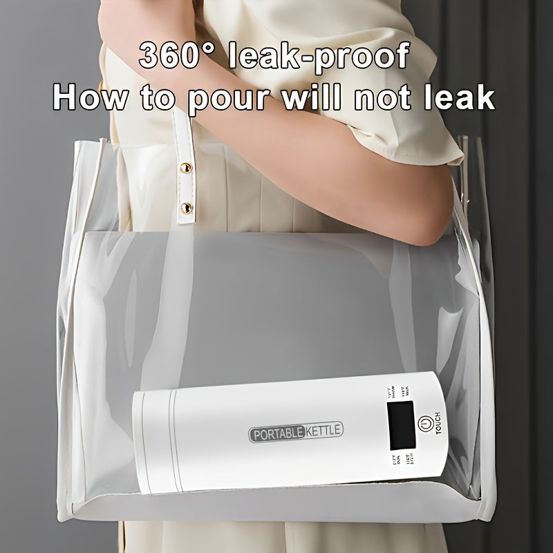 500ml Portable Stainless Steel Electric Kettle with Automatic Shut-Off, 4 Heating Settings, White