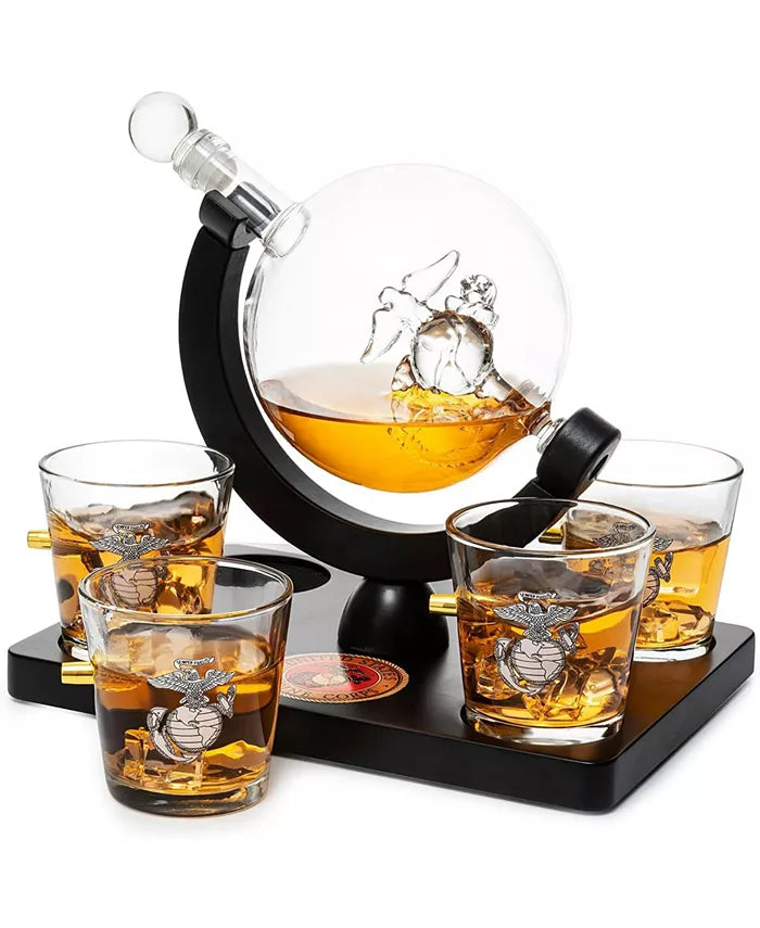 U.S. Marine Globe Whiskey Decanter Set
