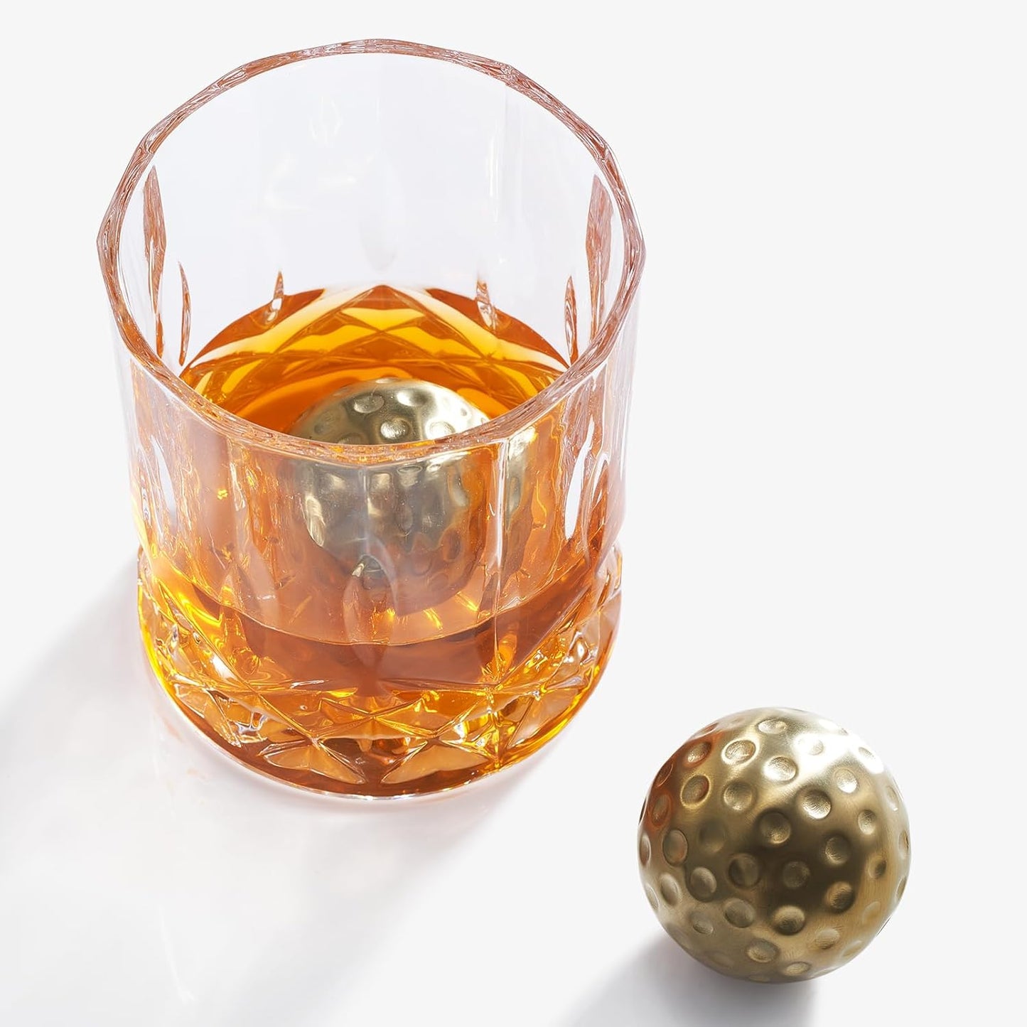 Funny Golf Gift for Men - for Him | Husband | Friend - Engraved Whiskey Glass Set, Golf Ball Whiskey Chillers & Glasses with Wood Gift Box Birthdays, Bachelor Parties Anniversaries Gifts