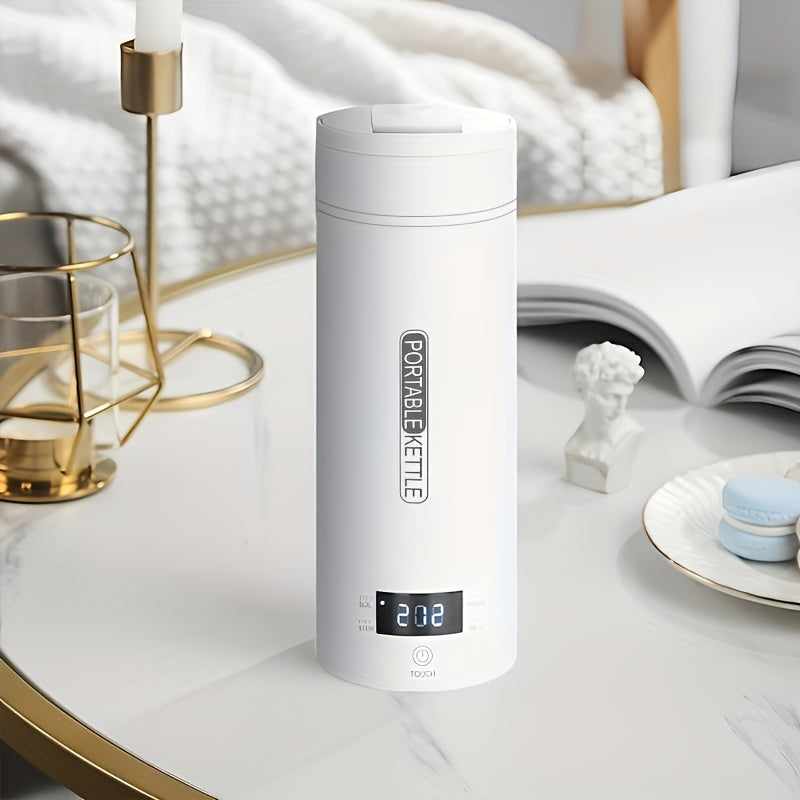 500ml Portable Stainless Steel Electric Kettle with Automatic Shut-Off, 4 Heating Settings, White