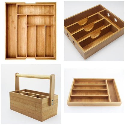 Bamboo Drawer Container Kitchen Utensils Sundries