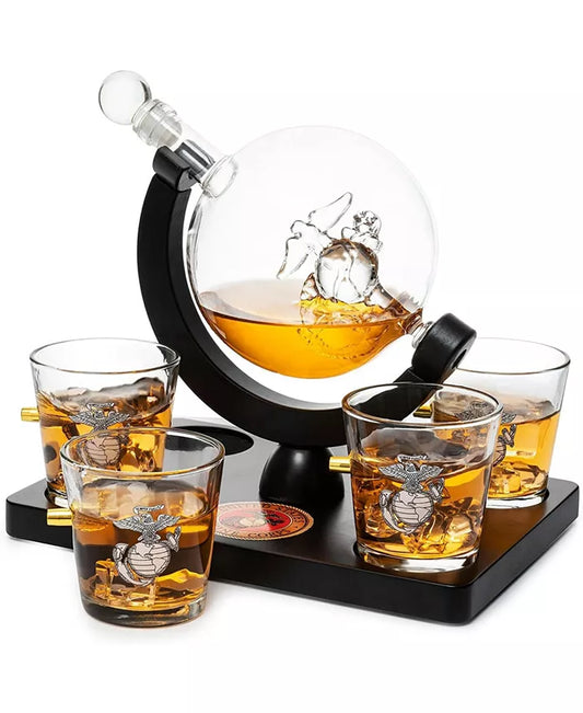 U.S. Marine Globe Whiskey Decanter Set