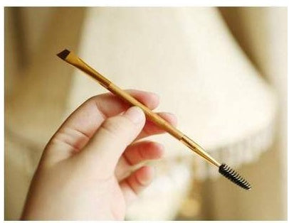 Bamboo handle double eyebrow brush