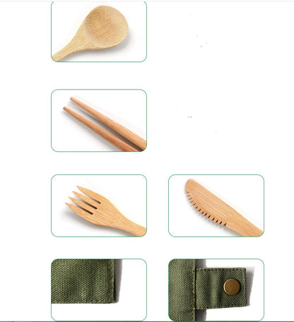 Bamboo Utensils Wooden Travel Cutlery Set