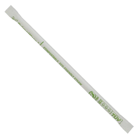 AmerCare 7.75", Jumbo Clear Paper Wrapped Compostable Cellulosic Straw, 24/500/Case