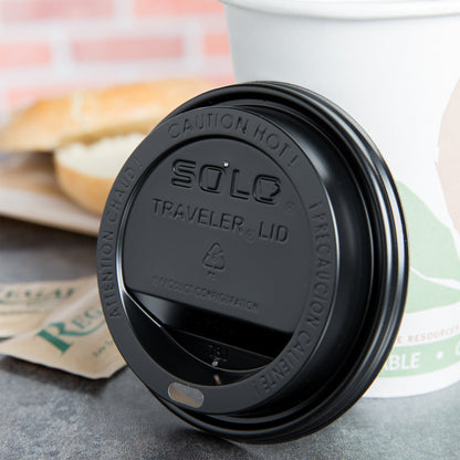 Solo TLB316-0004 Traveler Black Dome Hot Cup Lid with Sip Hole